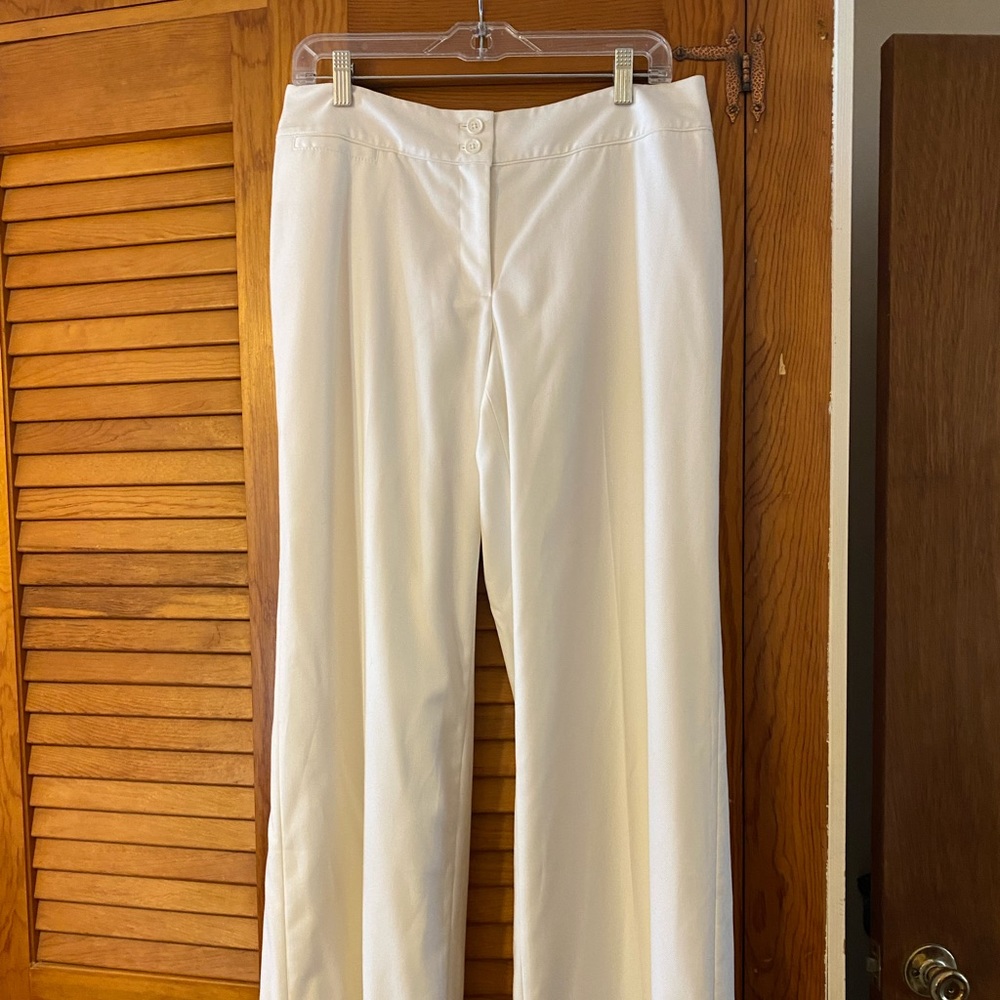 White House Black Market Cream Wide Leg Lined -Pants - Contour 10R